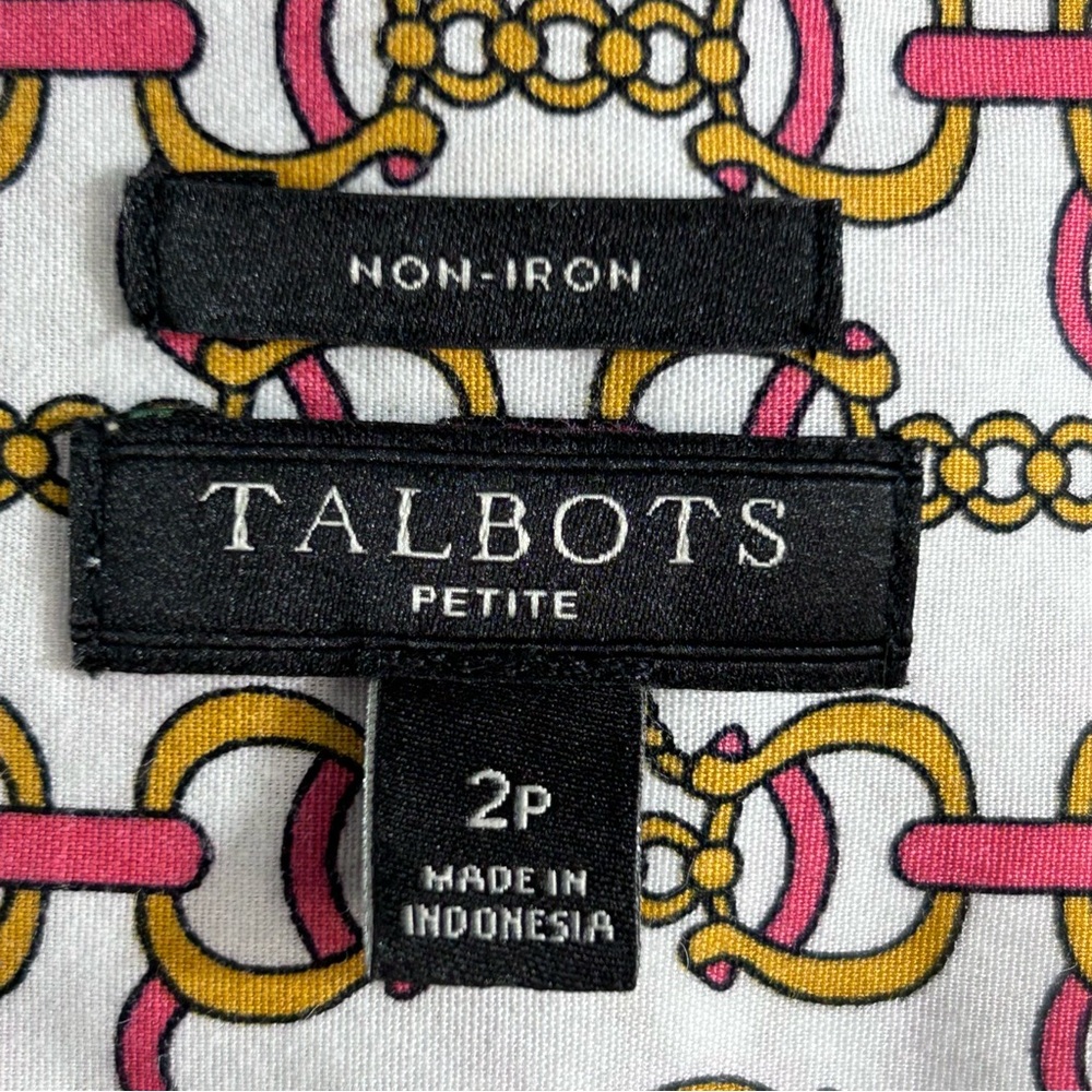 TALBOTS Pink, White and Gold Casual Button Down Shirt 120 - Picture 4 of 11